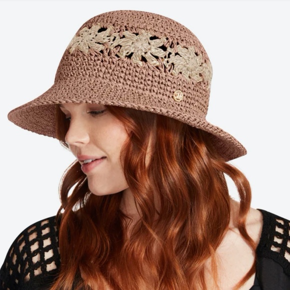Brand New Never Used Steve Madden Crochet Rose Woven Bucket Hat - Picture 3 of 4